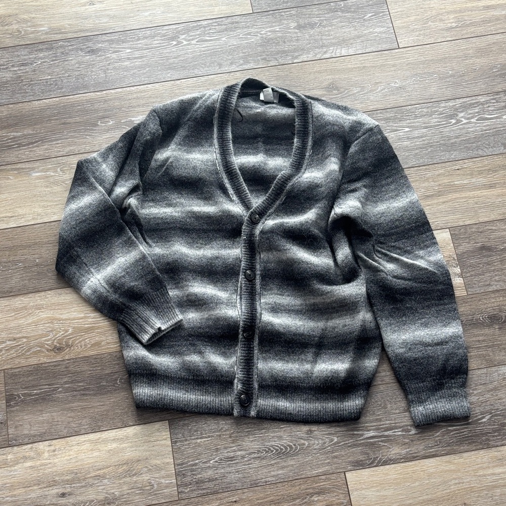 H&M Men's Charcoal Striped Cardigan